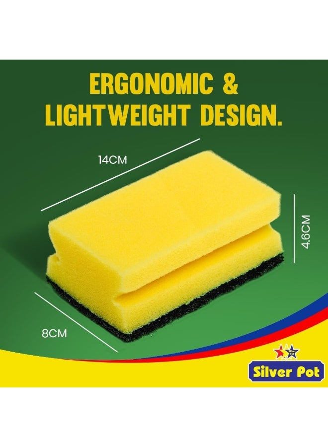 Silver Pot 9pcs Kitchen Sponge & Scourer – 3 x 3 Promo Pack, 13cm Dual-Purpose Cleaning Sponges for Pots, Pans, Kitchen Utensils, and Delicate Surfaces - Image 2